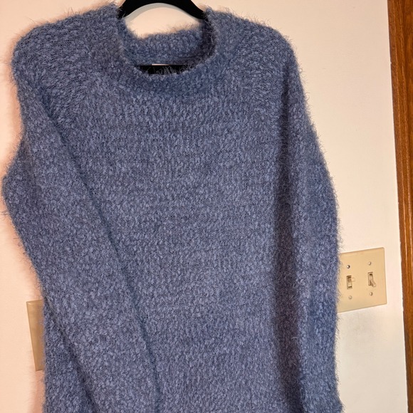 LC Lauren Conrad Blue Fuzzy Knit‎ Pullover Sweater Womens Medium - Picture 2 of 6